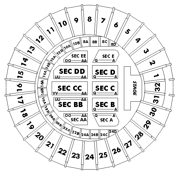 Dal. Cty. Conv. Ctr. seating Chart