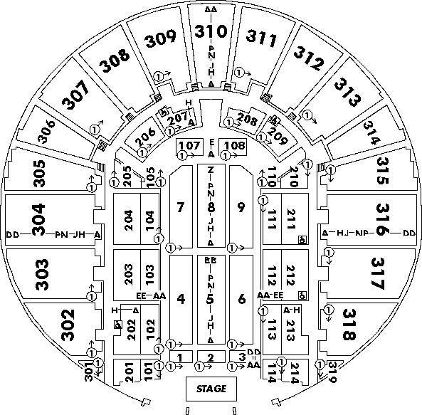 F. W. Cty. Conv. Ctr. seating Chart